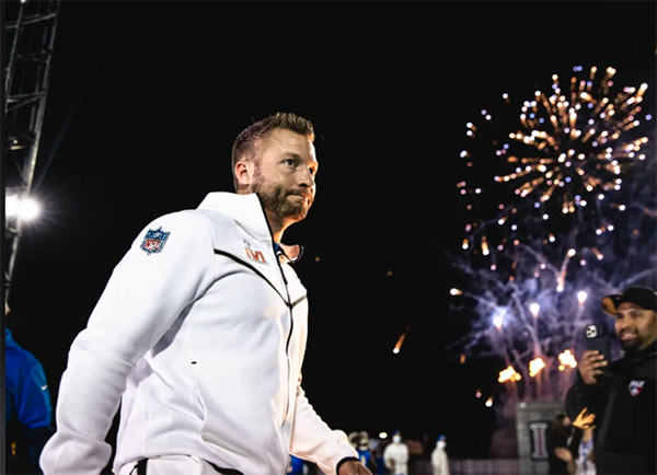 sean mcvay with fireworks at night
