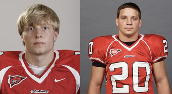 Sean mcvay and chris shula as miami first year students in football uniforms