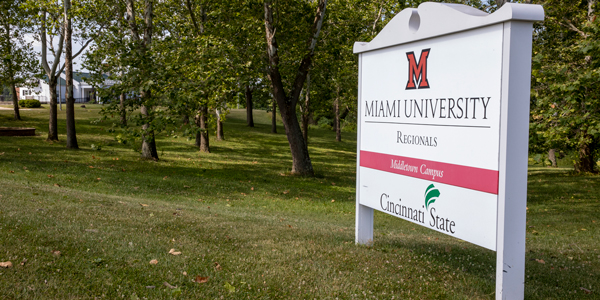 Miami University Middletown sign with Cincinnati State