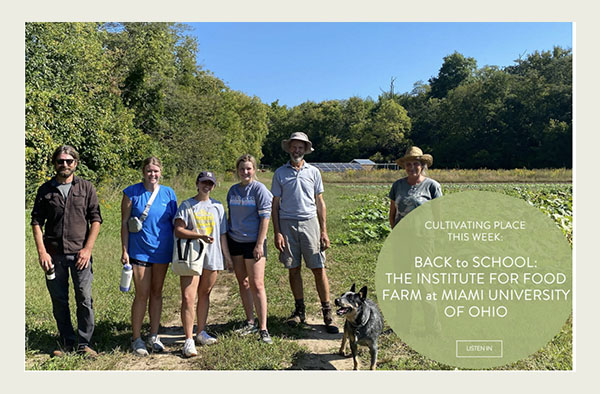 Six people pose in a field on Miami's farm  