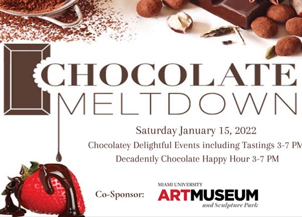 Chocolate Meltdown poster with a chocolate covered strawberry