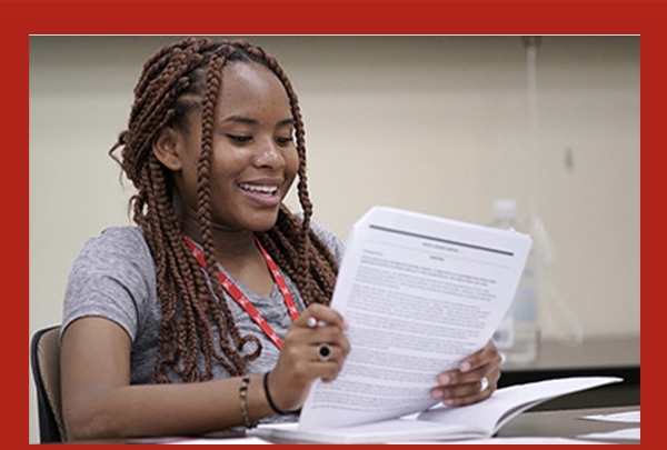summer scholars student reads an application