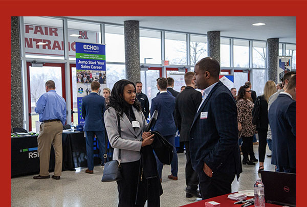 Career fair spring 2020 participants at Millett hall 