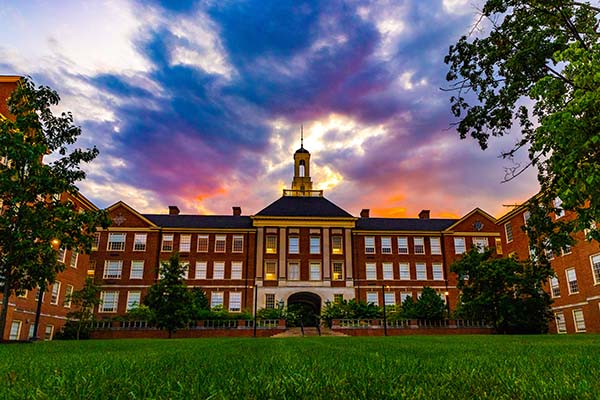 Upham hall and sunset clouds