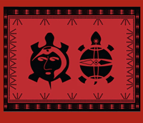 black and red stylized turtles