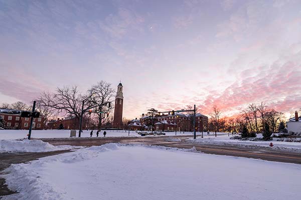 Miami University campus in winter