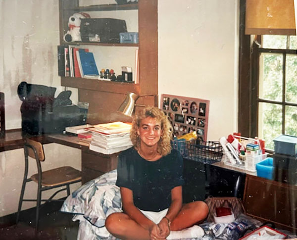 Laura Everett Bowling in 1990 in her Emerson Hall room