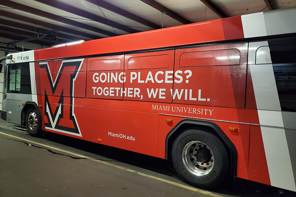 Miami University bus wrap on BCRTA bus