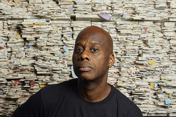 Leonardo Drew in his studio, 2021. Photo: Christopher Garcia Valle, courtesy of Anthony Meier Fine Arts and Galerie Lelong & Co.