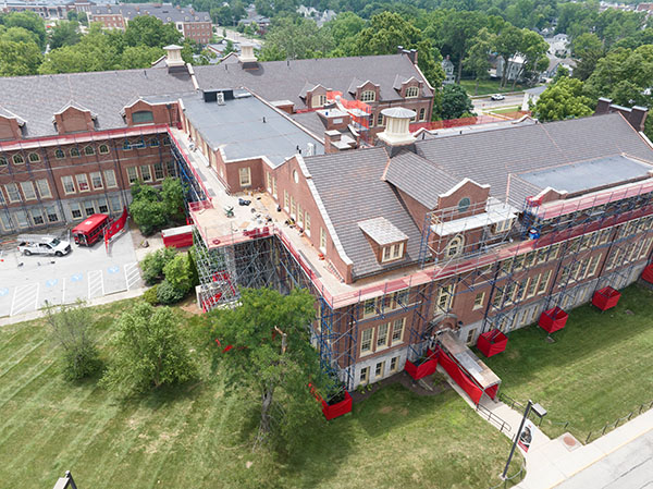 McGuffey Hall roof with scaffolding