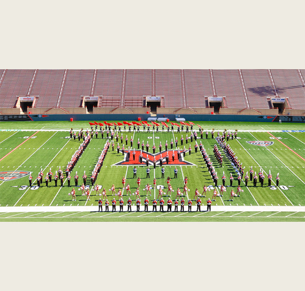 The MUMB spells out Who Dey during their halftime performance at the Sept. 14 Bengals game in Paycor stadium