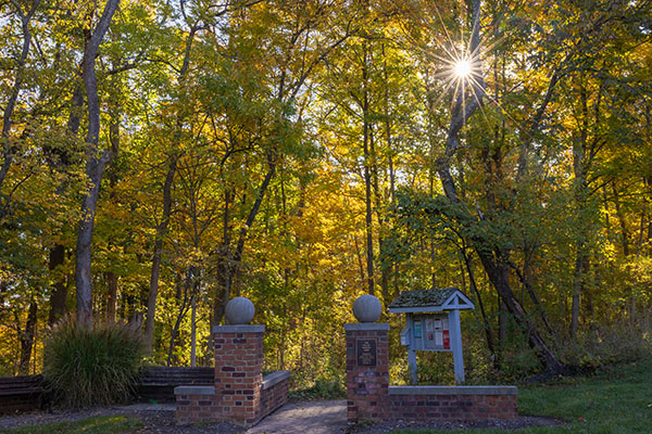 Trailhead and bulletin board near Marcum Trails
